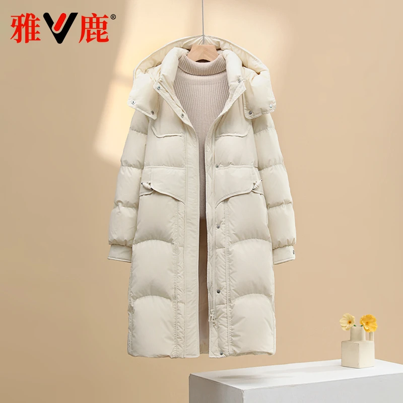 雅鹿2024新款羽绒服女中长款冬季加厚过膝北方御寒保暖宽松外套潮