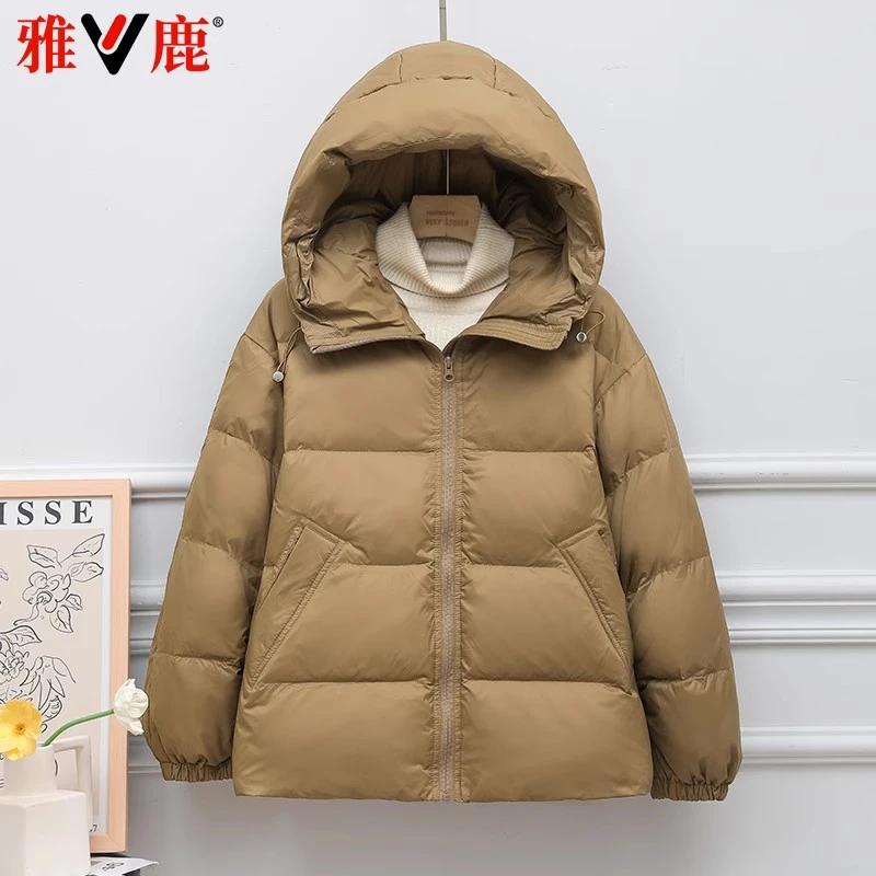雅鹿2025新款轻薄羽绒服女加厚面包服宽松短款冬季女款外套