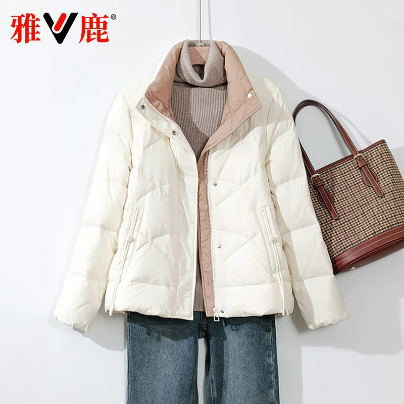 雅鹿2024年冬新款轻薄羽绒服女时尚百搭休闲洋气短款宽松保暖外套