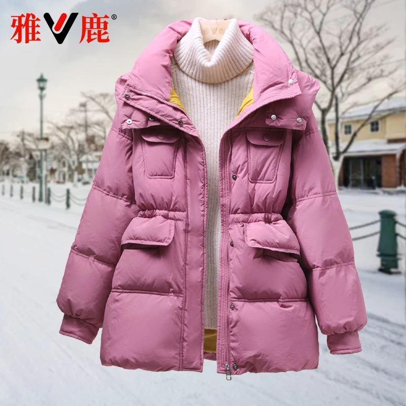 雅鹿2024新款羽绒服女收腰显瘦小个子百搭女款休闲保暖时尚外套