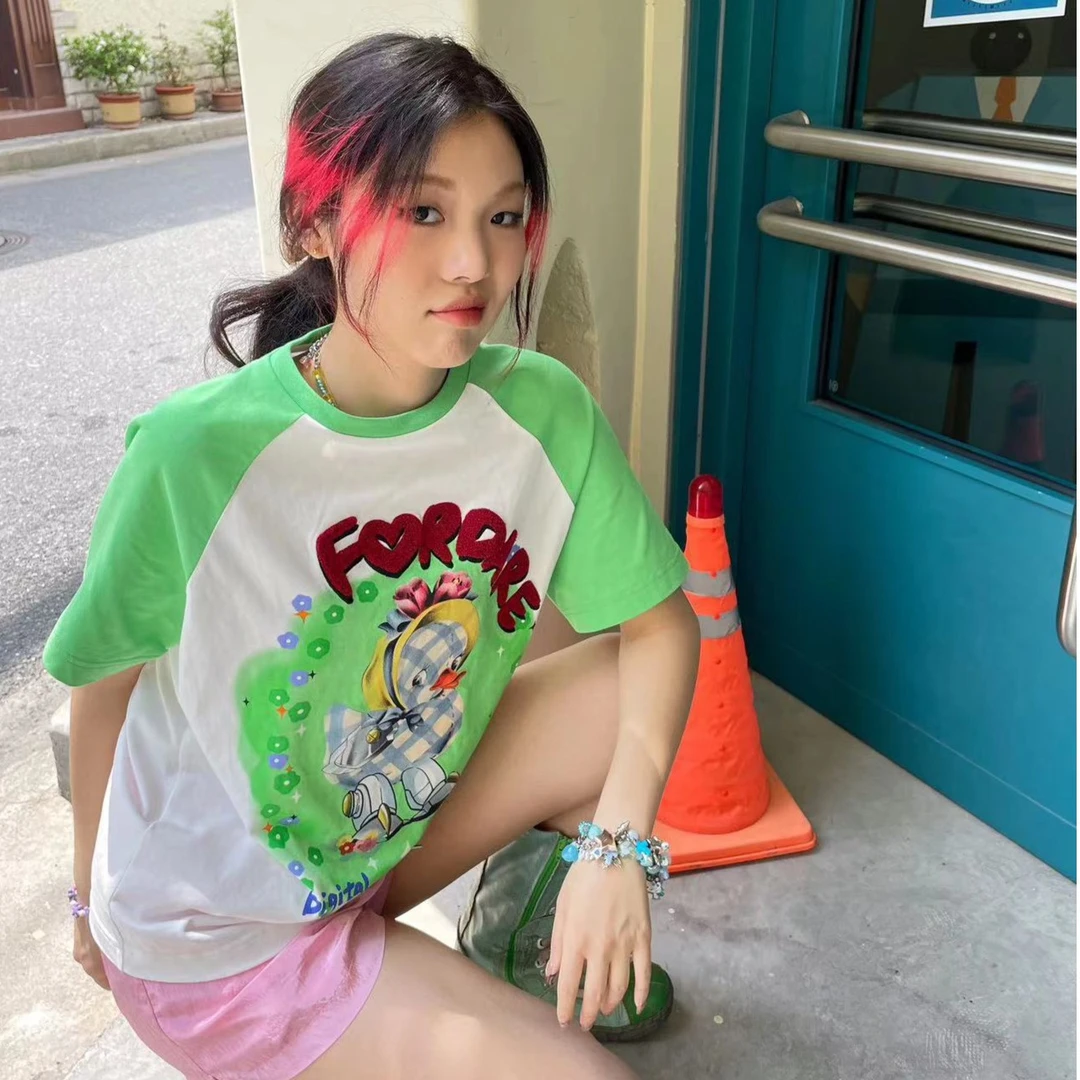 FORDARE  宽松休闲短袖印花时尚夏季套装上衣百搭个性
