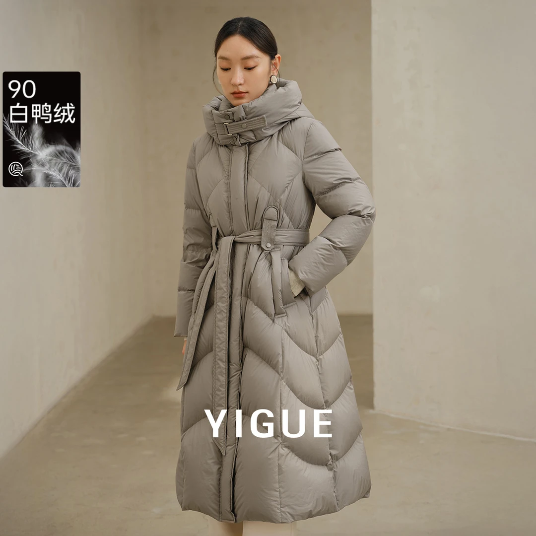 【大叔专享】亦谷两穿长款连帽羽绒服女冬季时尚保暖外套G4WAY170