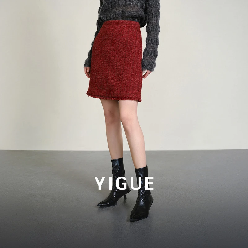 【新东方】亦谷羊毛小香风短裙a字半身裙女秋冬精致裙子G5CAR361-3