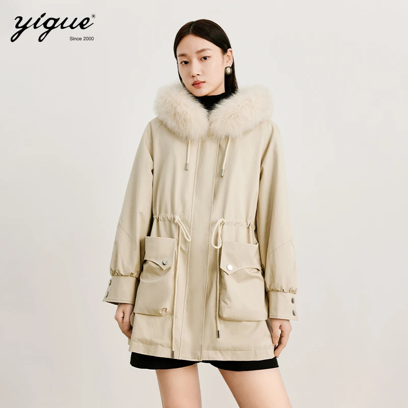 [达人专属]亦谷连帽派克服冬新款宽松加厚领中长版外套G3WAF313