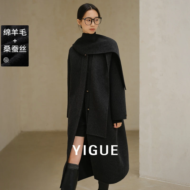 【大叔专享】亦谷骆驼绒羊毛呢子大衣女冬季新款时尚外套G4WAN440