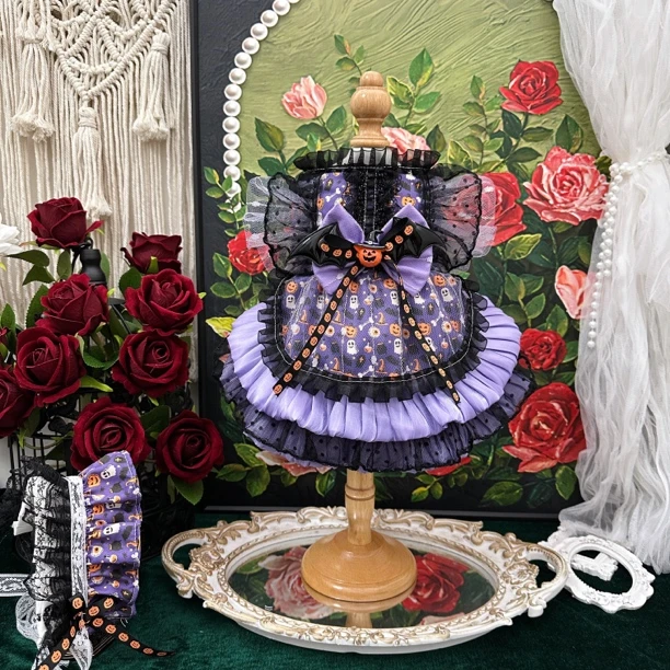 可爱糖原创万圣节南瓜裙猫咪狗狗裙子宠物衣服泰迪柯基博美约克夏