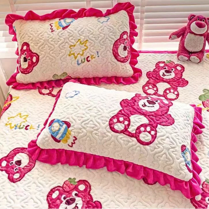 牛奶绒枕套一对装夹棉枕芯套加厚韩版花边家用学生加绒保暖内胆套