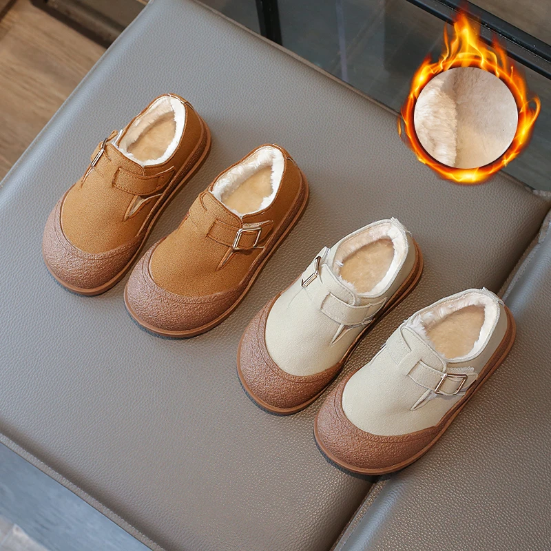 儿童加绒勃肯鞋2024女童时尚韩版保暖二棉棉鞋男童防滑加厚豆豆鞋