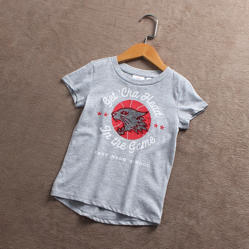 清仓 D862-U4童装100-155码欧美儿童短袖圆领T恤女童中童夏款外贸