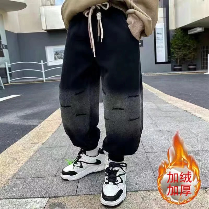 【加绒/不加绒】渐变色针织卫裤秋冬加绒长裤男童运动裤子休闲裤