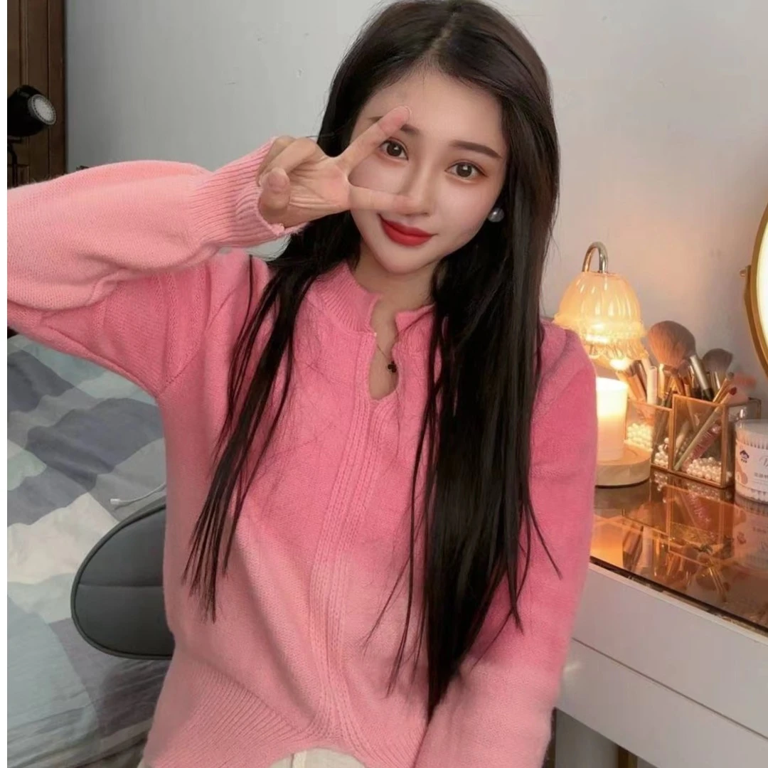 【炸款不退换】6210秋冬渐变色毛衣针织长袖打底衫修身显瘦气质百搭