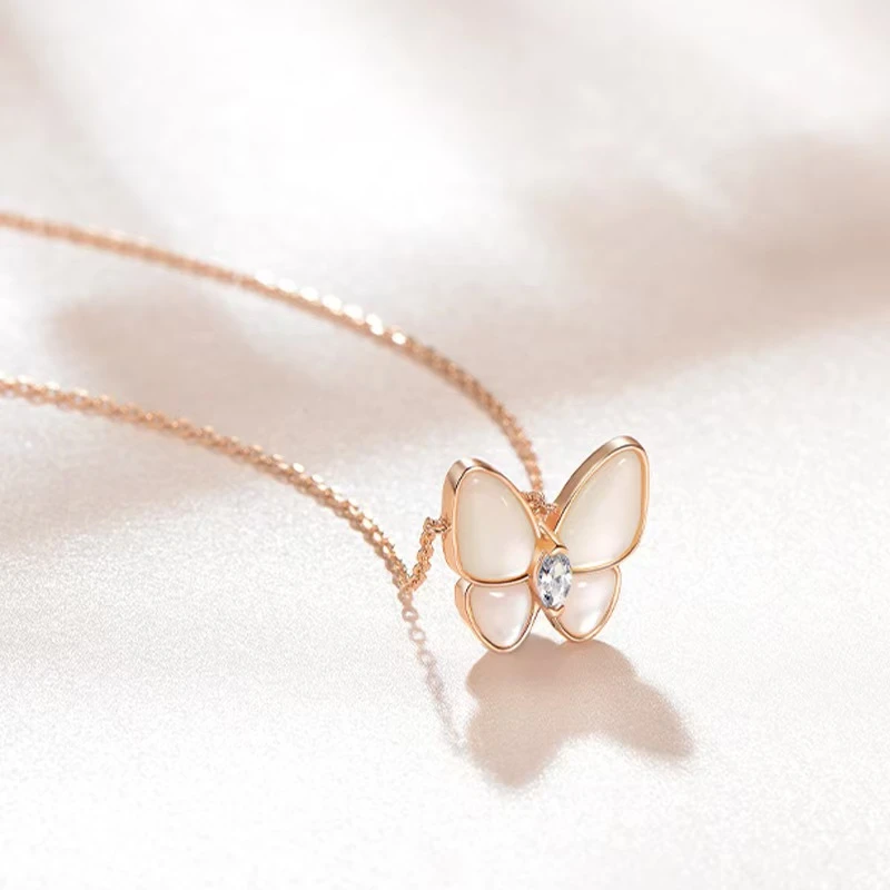 合金项链 X295 玫瑰色蝴蝶项链