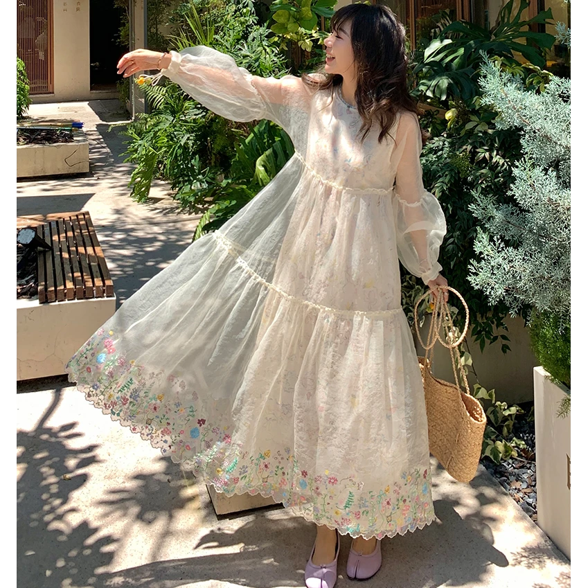 cheriz夏季23w针工艺连衣裙＆9色绣花两件套连衣裙洋气