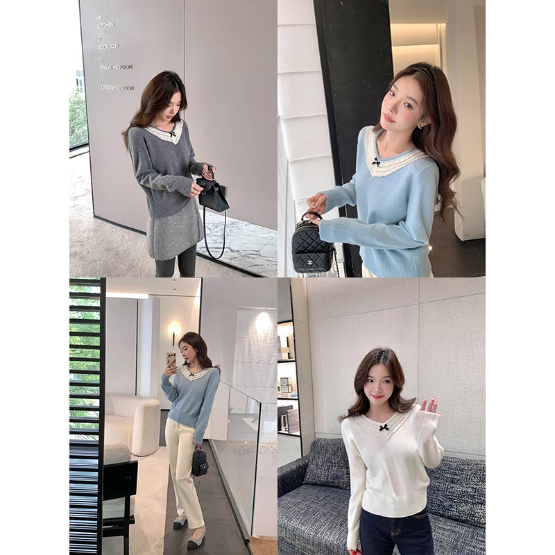 【12/9 20:00PM】致爱丽丝 V领蕾丝花边蝴蝶结 1oo绵羊毛毛衣