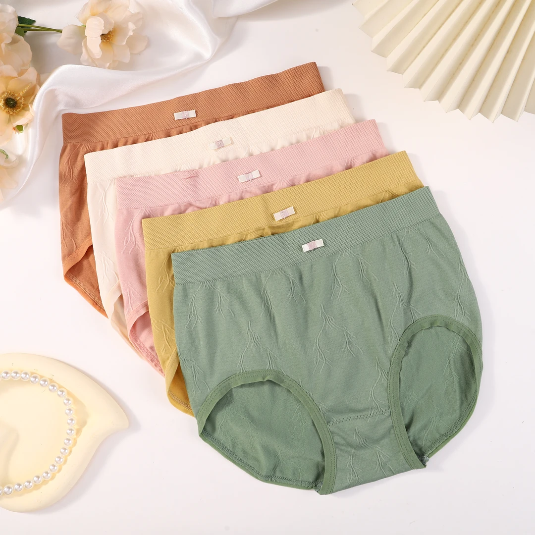 五条装大码女士提花短裤高腰无痕舒适弹力亲肤柔软简约