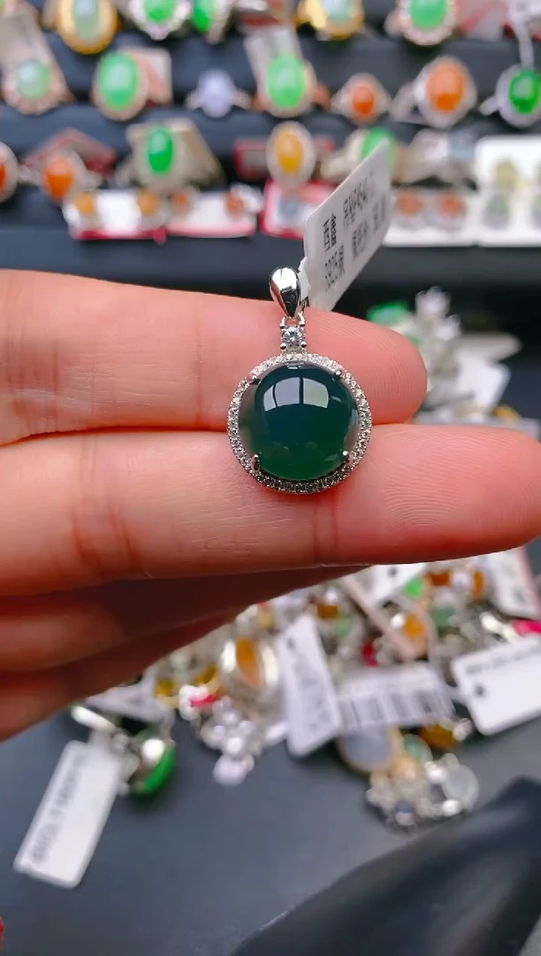 【闪购商品】翡翠戒指银S925镶嵌天然A货翡翠