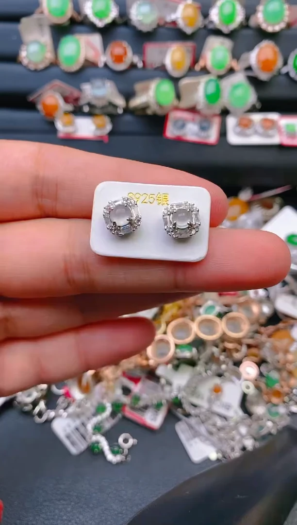 【闪购商品】翡翠戒指银S925镶嵌天然A货翡翠1