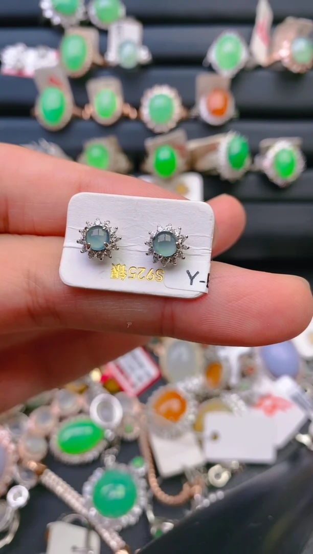 【闪购商品】翡翠戒指银S925镶嵌天然A货翡翠1