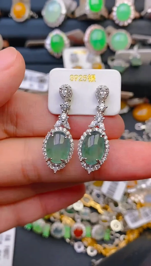 【闪购商品】翡翠戒指银S925镶嵌天然翡翠