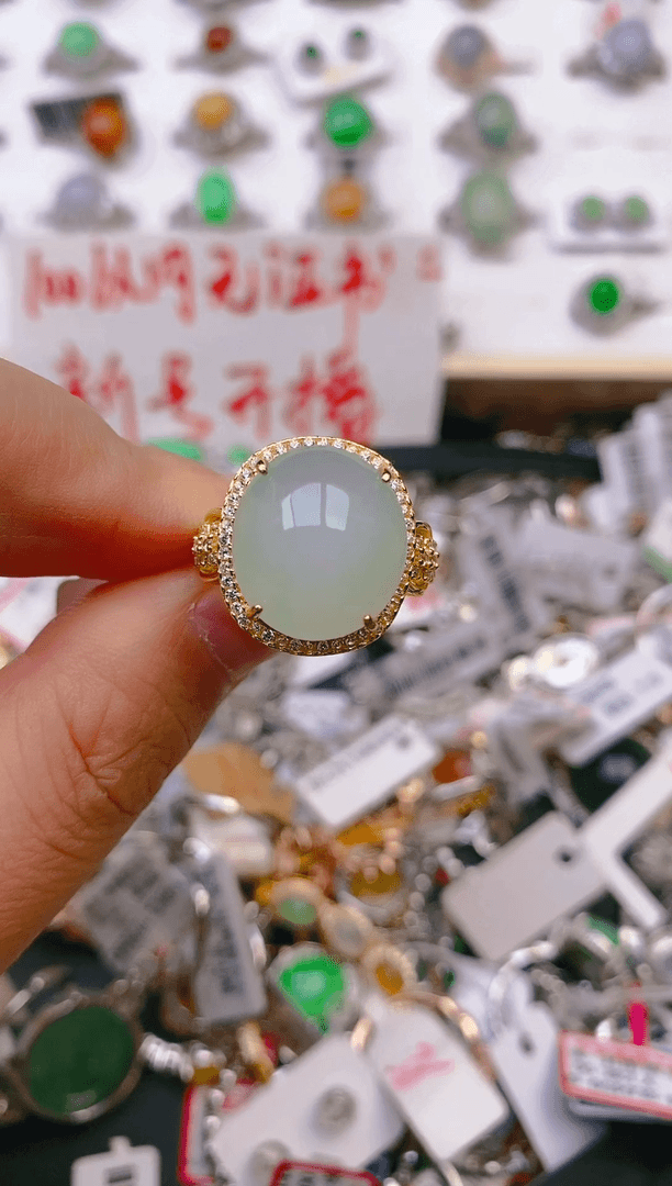 【闪购商品】翡翠戒指银S925镶嵌天然翡翠