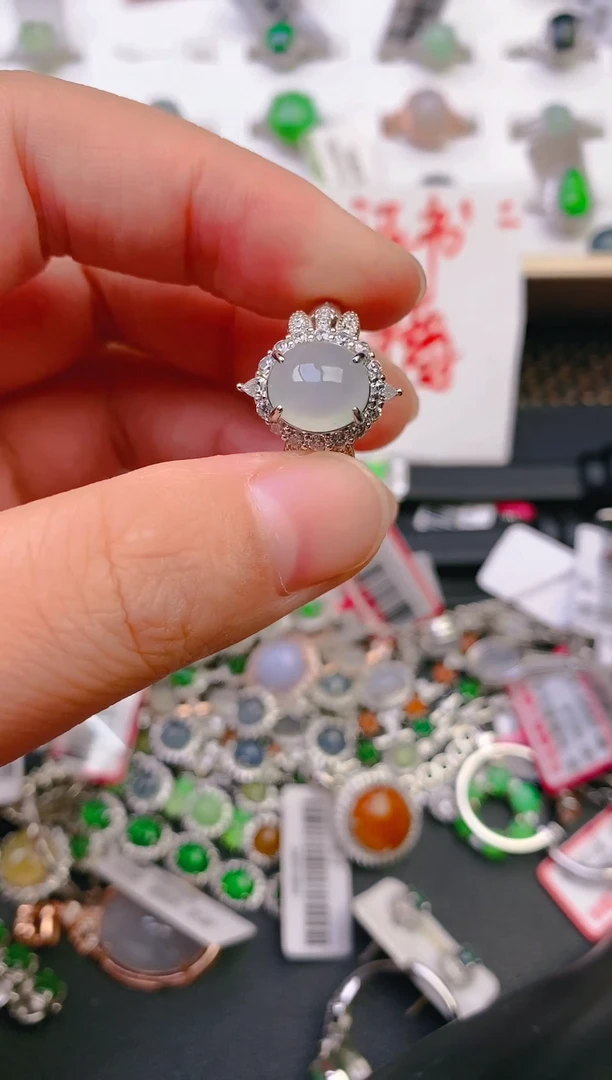 【闪购商品】翡翠戒指银S925镶嵌天然翡翠
