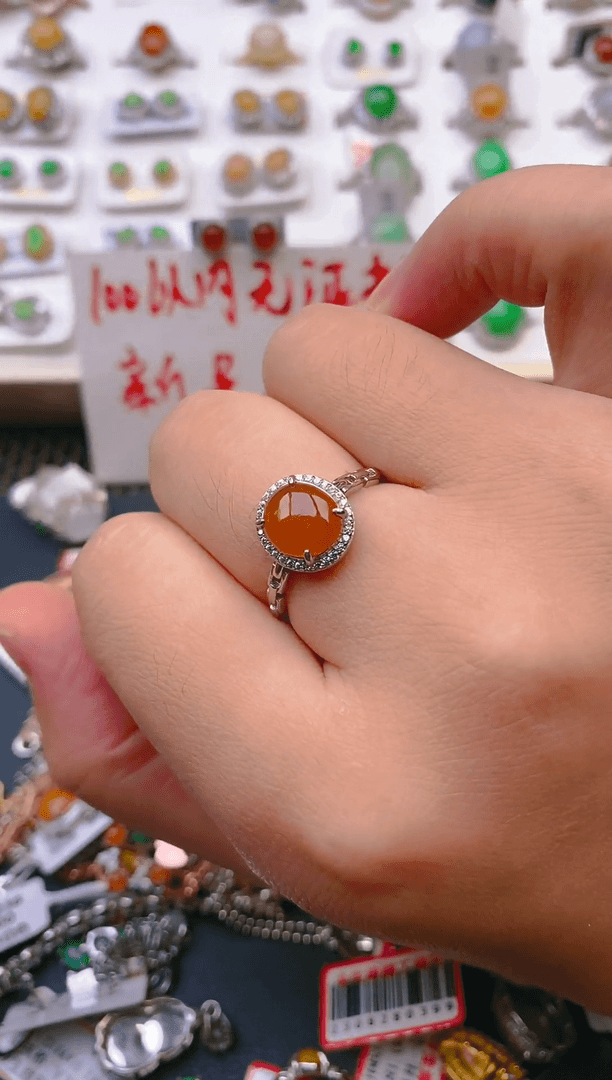 【闪购商品】翡翠戒指银S925镶嵌天然翡翠