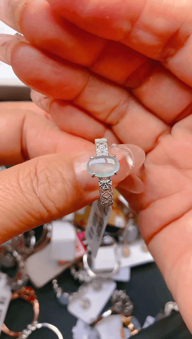 【闪购商品】翡翠戒指银S925镶嵌天然翡翠