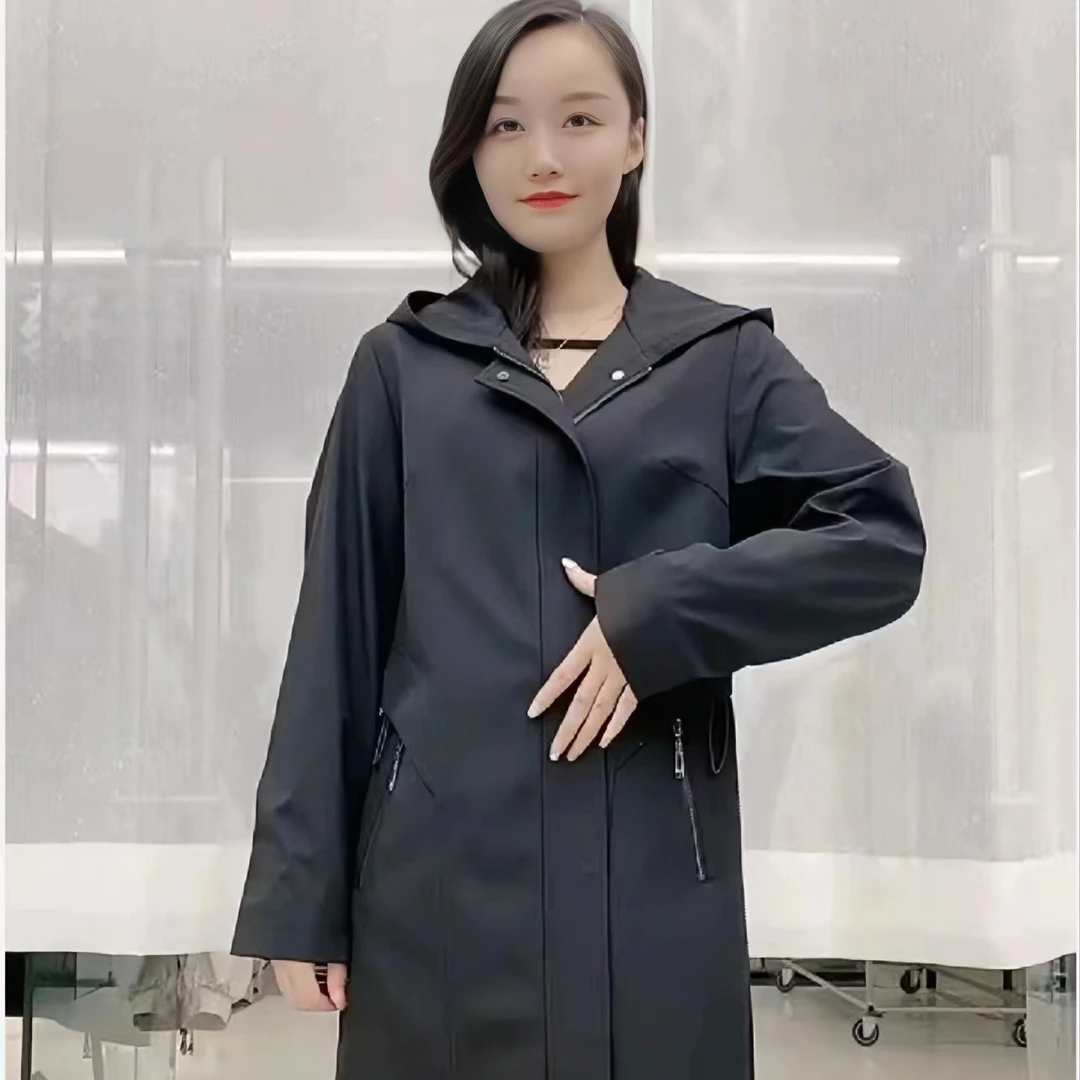 女士时尚拉链款松貂内胆派克服(衣长1米)YL10086