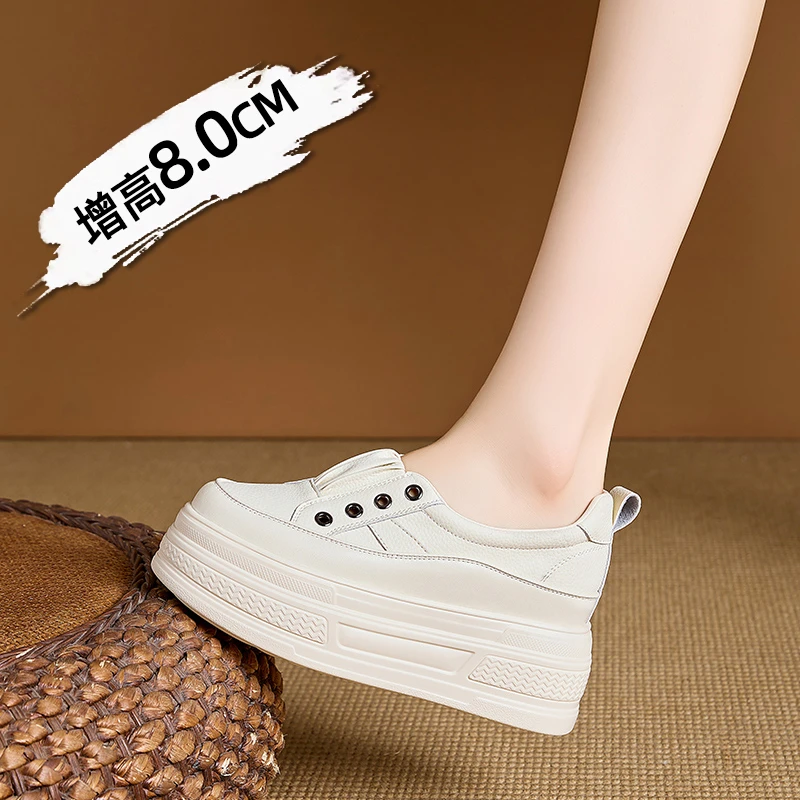 增高8cm板鞋女设计感小众2024夏季新款一脚蹬小白鞋厚底女鞋子