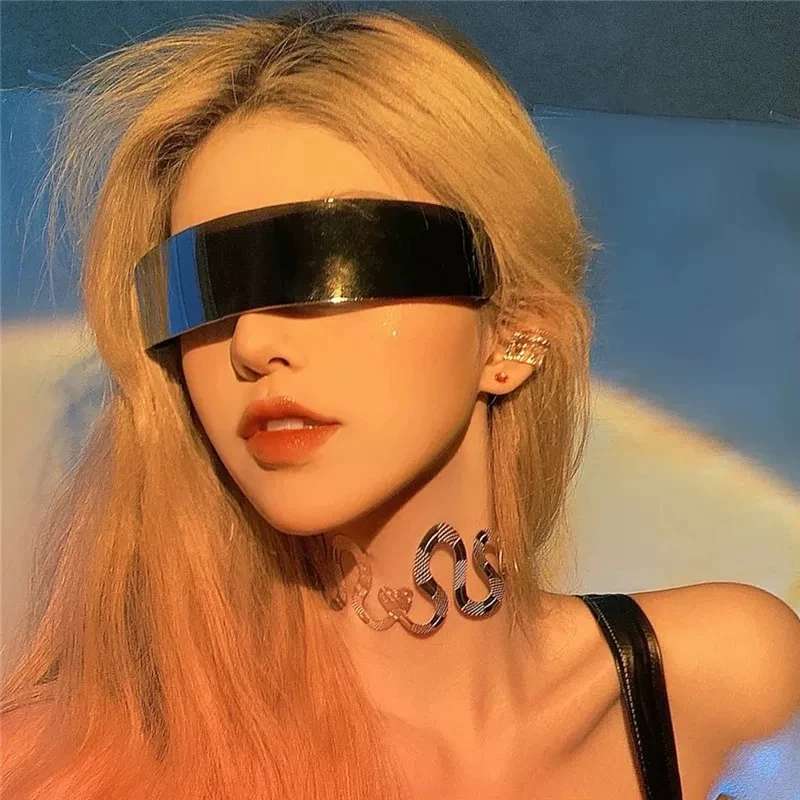 未来科技感朋克眼镜男女科幻高街蹦迪墨镜一体个性连体大框护目镜