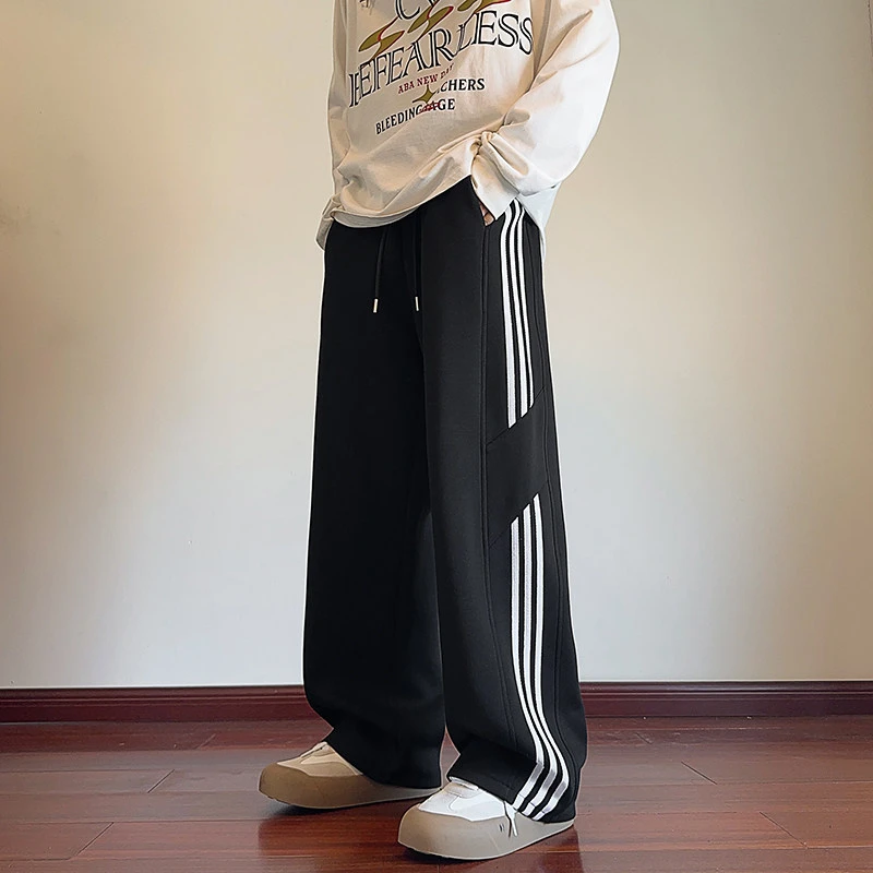 元赫直筒裤男冬季秋冬加绒男生裤子宽松休闲裤阔腿运动裤男款卫裤