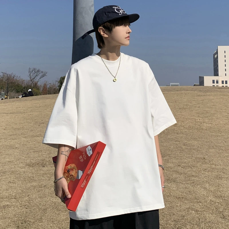 元赫短袖t恤男士新款夏季纯棉港风宽松潮牌ins衣服打底衫半袖体恤
