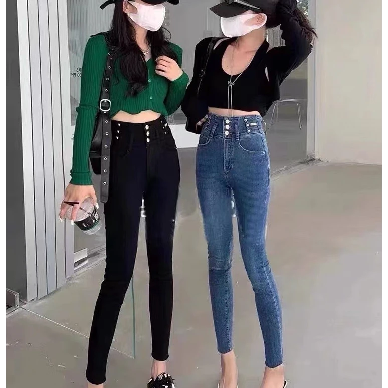 高腰小脚牛仔裤女新款高弹九分韩版修身显瘦弹力紧身裤弹力裤外穿