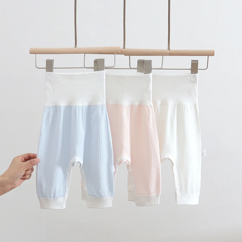 初生婴儿衣服尿布裤按扣式宝宝高腰裤护肚新生儿大PP裤春秋外出服