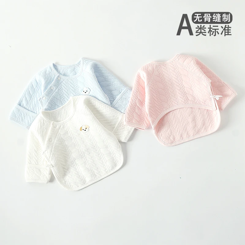 【新生儿夹棉半背衣】纯棉无骨春秋冬外穿保暖上衣初生婴幼儿衣服