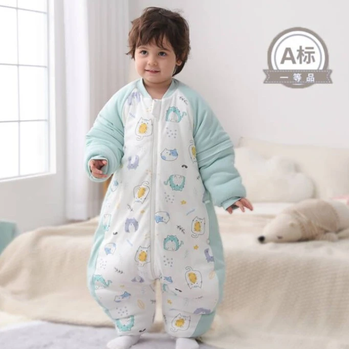 睡袋儿童防踢被冬季新生儿睡衣加厚婴儿恒温春秋款中大童宝宝分腿