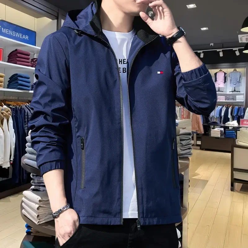Tommy汤米秋季夹克外套男士运动休闲中青年时尚潮流百搭连帽上衣