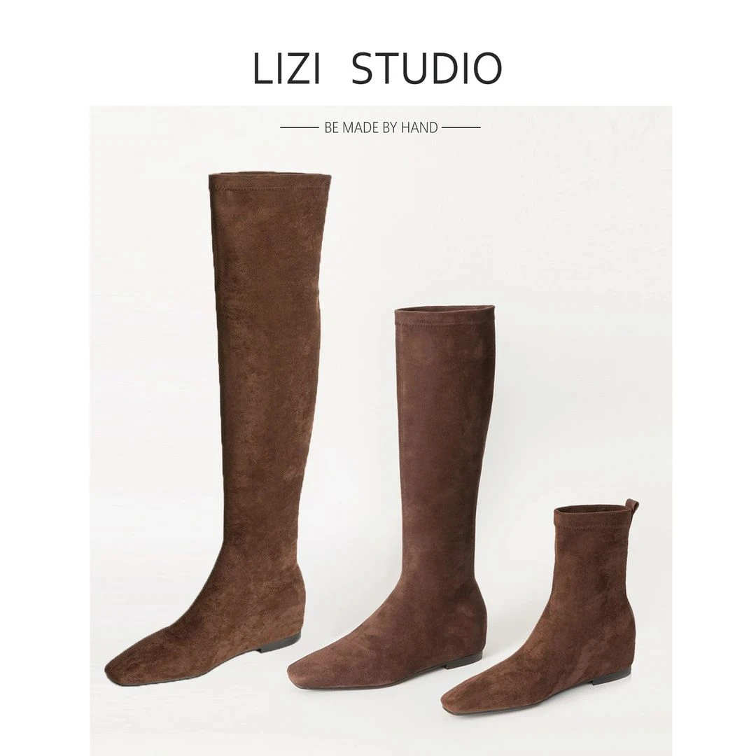 【栗子】4CM早秋新款通勤内增高百搭瘦瘦靴弹力靴长筒靴骑士靴女