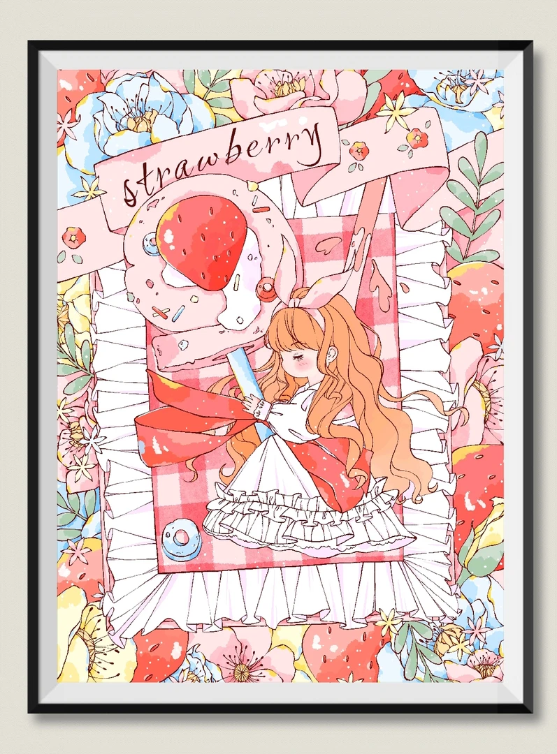 JH草莓公主梦65*85金丝布大格四股线33色十字绣【无针无工具】