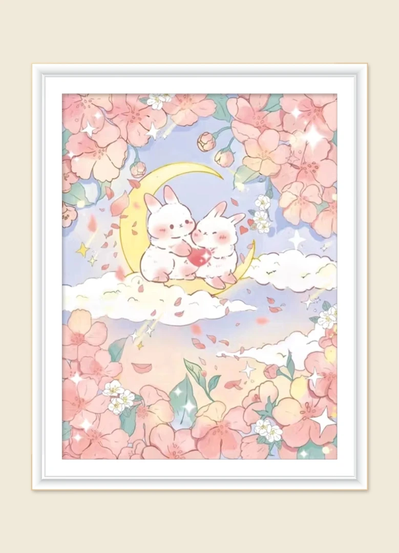 JH花间兔十字绣 60*75大格四股线【无针无工具】印花清晰不跑格