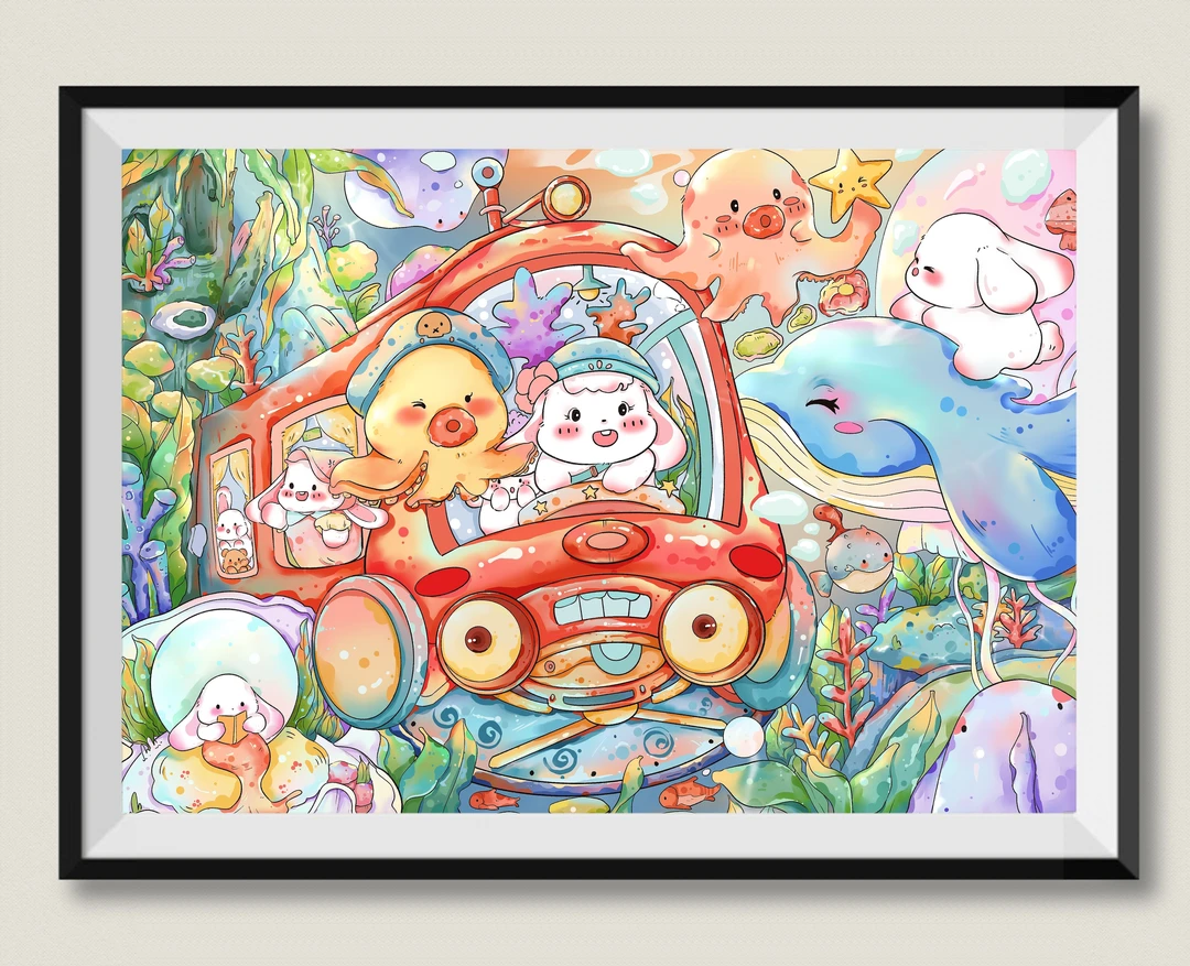 珺禾&海洋小火车80*60金丝布大格四股线十字绣【无针无工具】