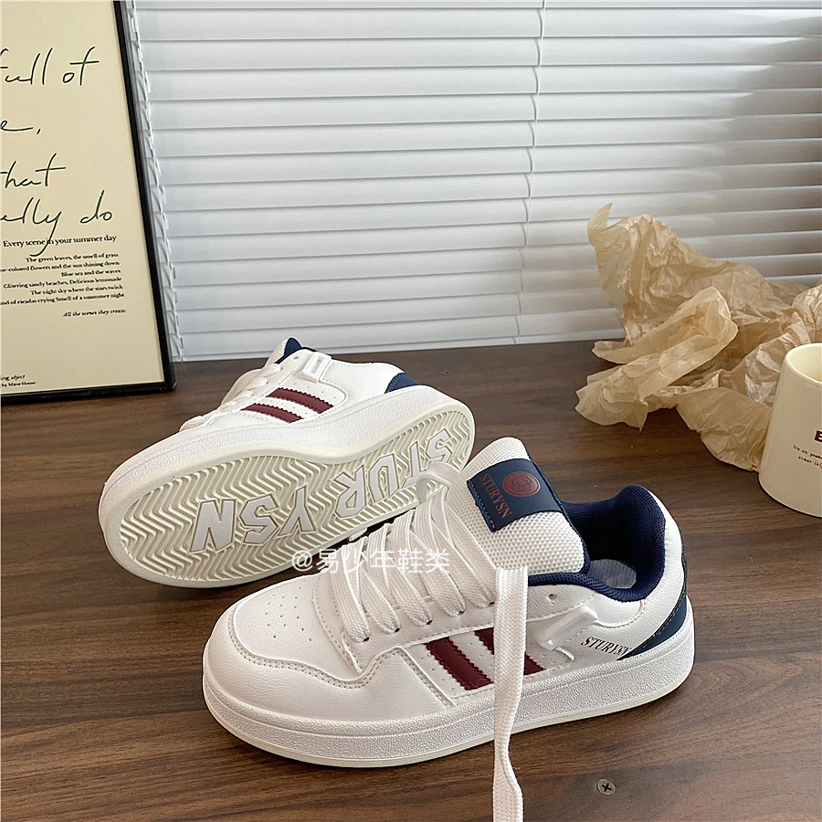 复古小众拼色面包板鞋女ins潮2025秋季新款百搭运动休闲鞋小白鞋