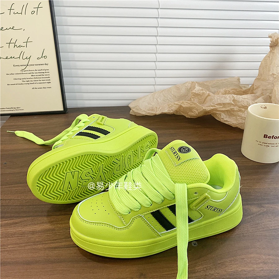 荧光绿多巴胺面包鞋女ins百搭运动休闲小白鞋2024板鞋潮秋季新款