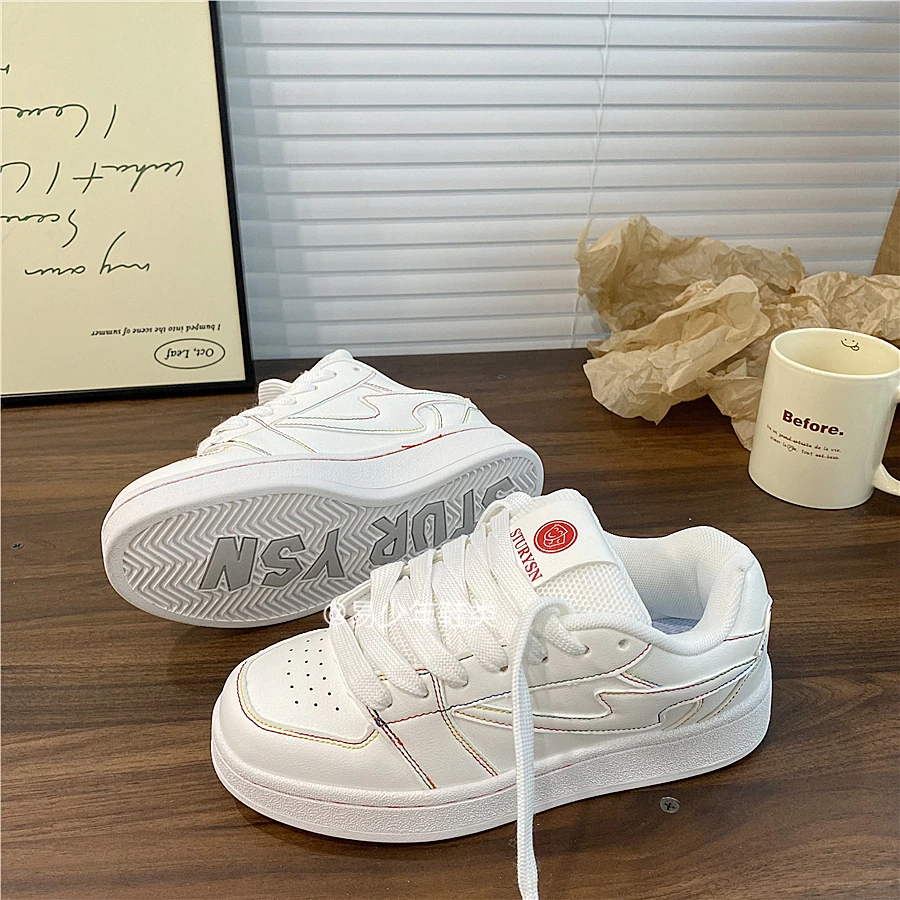 港风彩虹色设计感面包鞋女ins潮鞋2025秋季新款韩版百搭休闲板鞋