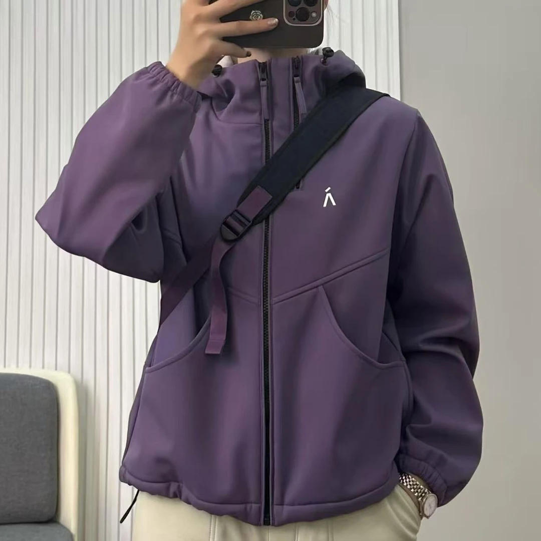 澜石！秋冬新款防水小众设计感双拉链连帽宽松百搭加绒外套（26236）