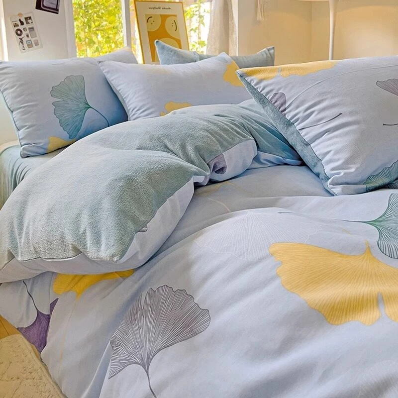 单面绒四件套牛奶绒冬天珊瑚绒被套加绒床单法兰绒床笠款床上用品