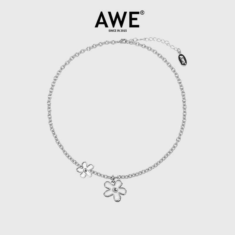 AWE 钛钢项链 卓沅陆虎同款初花绽放太阳花毛衣锁骨链女小众饰品