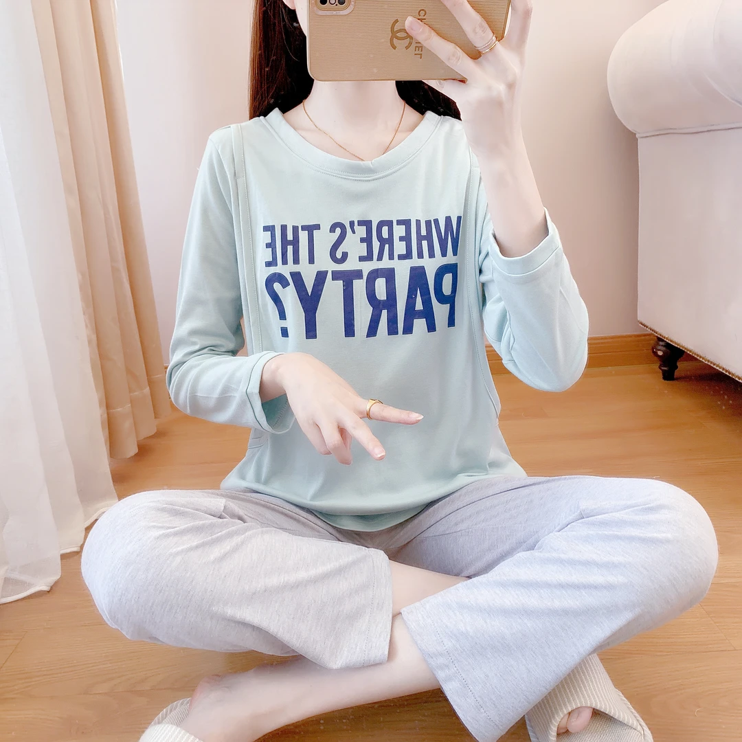 清仓春秋棉质月子服2月份纯棉孕妇产后哺乳睡衣产妇喂奶衣3套装