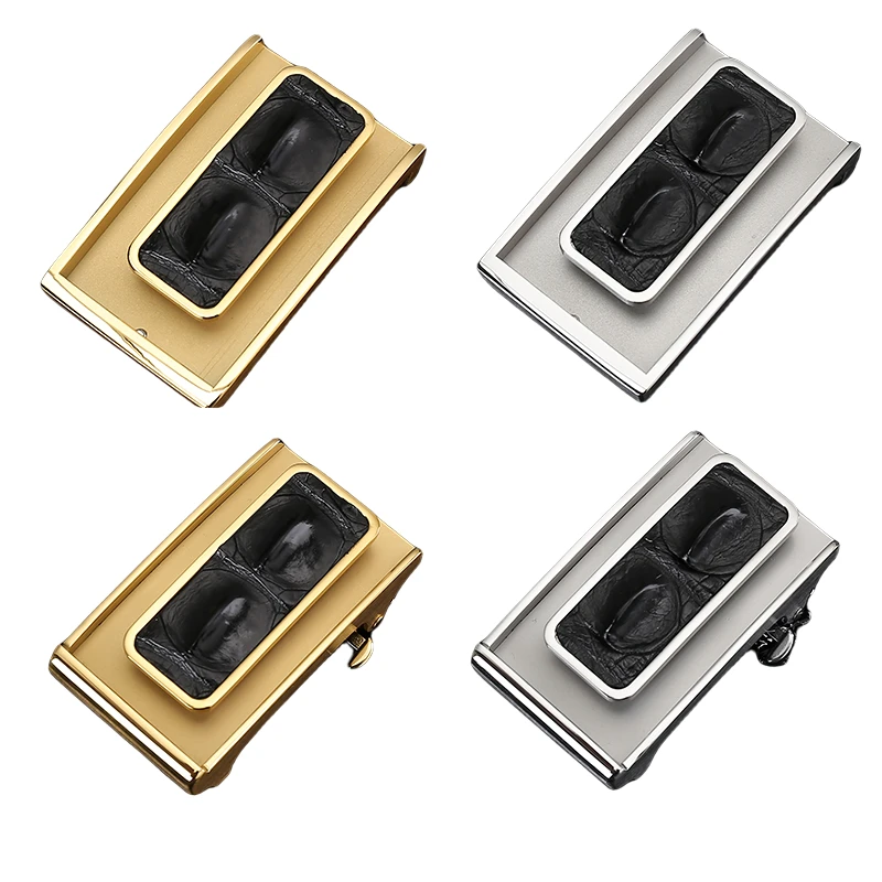 【天地盖鳄鱼纹贴片】不锈钢皮带扣头男士皮带平滑扣自动扣内穿皮带