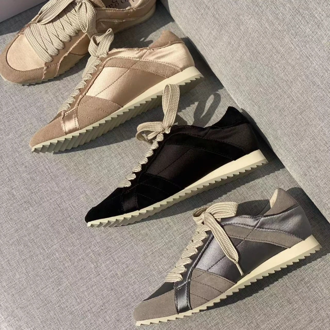 Pedro Goncla西班牙小众绸缎鞋内增高运动鞋透气阿甘鞋女